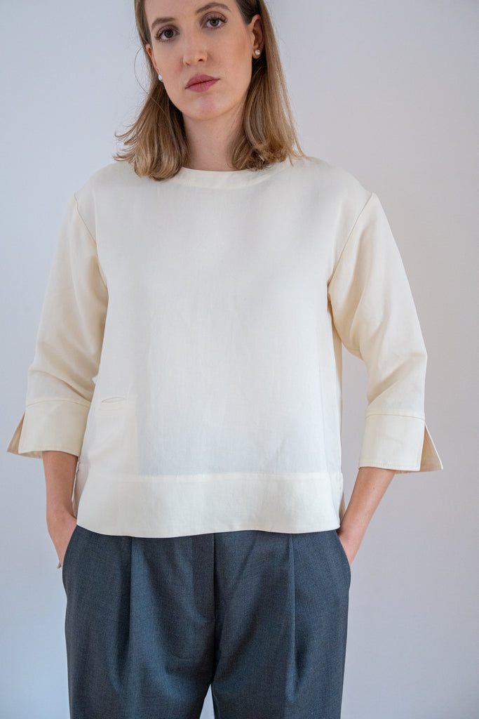 Cila Tamara top smotanový dobre kombinovateľný, jednoduchý nadčasový