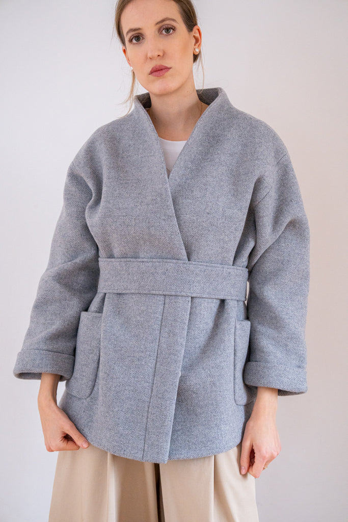 Cila Charlotte kabát sivý vlnený