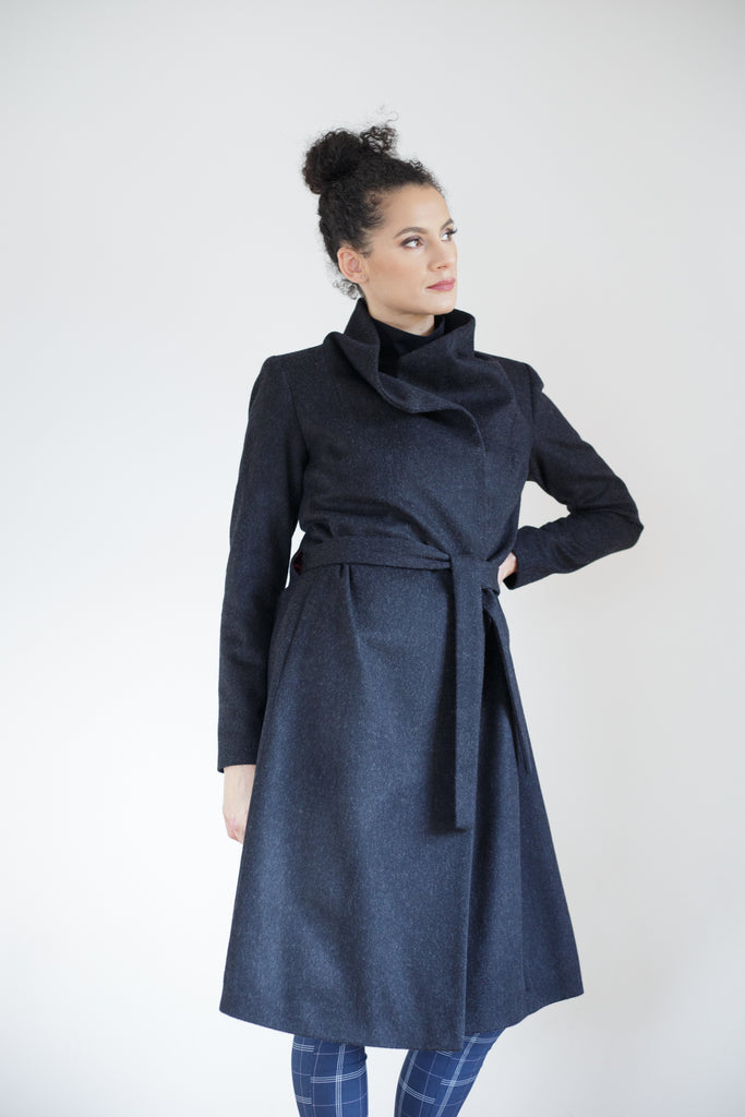 Cila dámsky vlnený kabát čierny