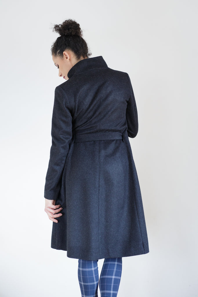 Cila dámsky vlnený kabát čierny