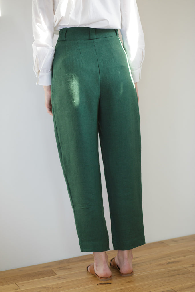 Dámske nohavice zelené ľan