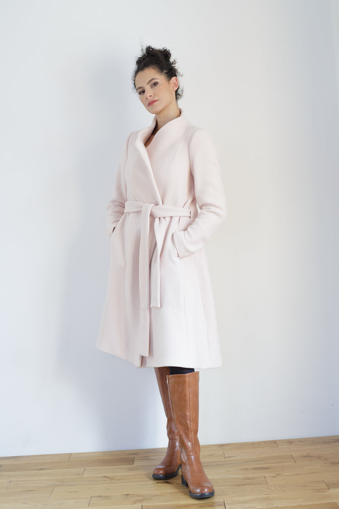 Cila dámsky vlnený kabát ružový