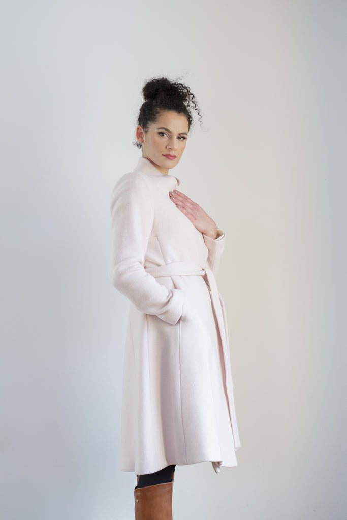 Cila dámsky vlnený kabát ružový